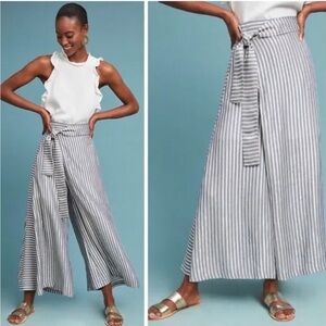 Eva Franco Anthropologie Striped Palazzo Pants Tie Front Size 8